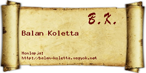 Balan Koletta névjegykártya